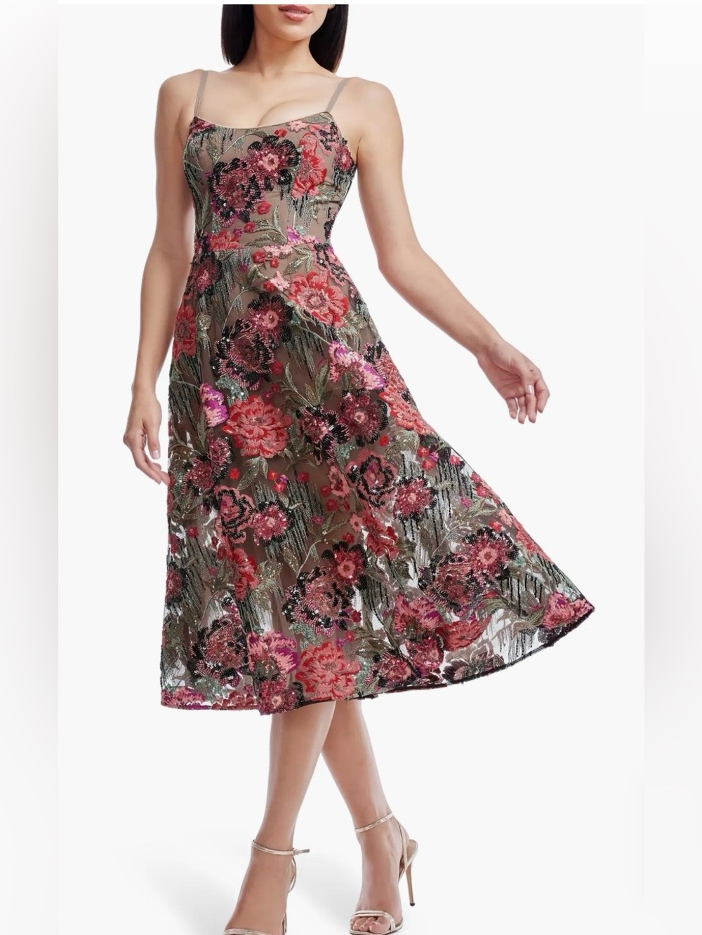Dress the Population Uma Sequined Floral Cocktail Dress NWT Sz M Ret $348